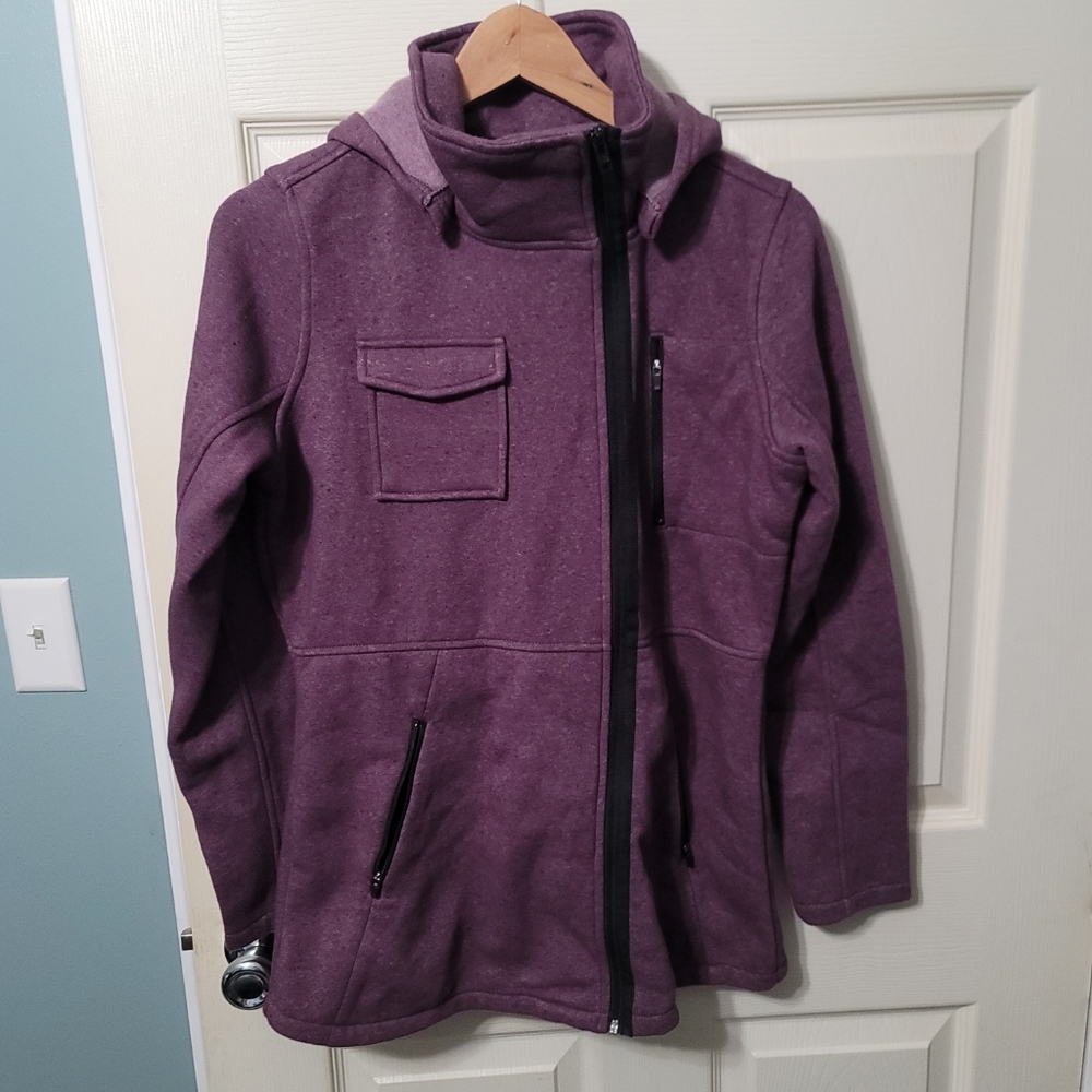 Hurley Jacket Womens Medium Full Zip Fleece Lined Removeable Hood Outdoor Purple